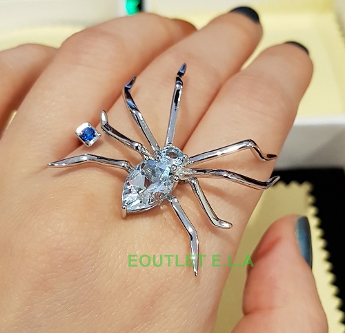 2.74ct GENUINE NATURAL TOPAZ SPIDER SOLID SILVER RING